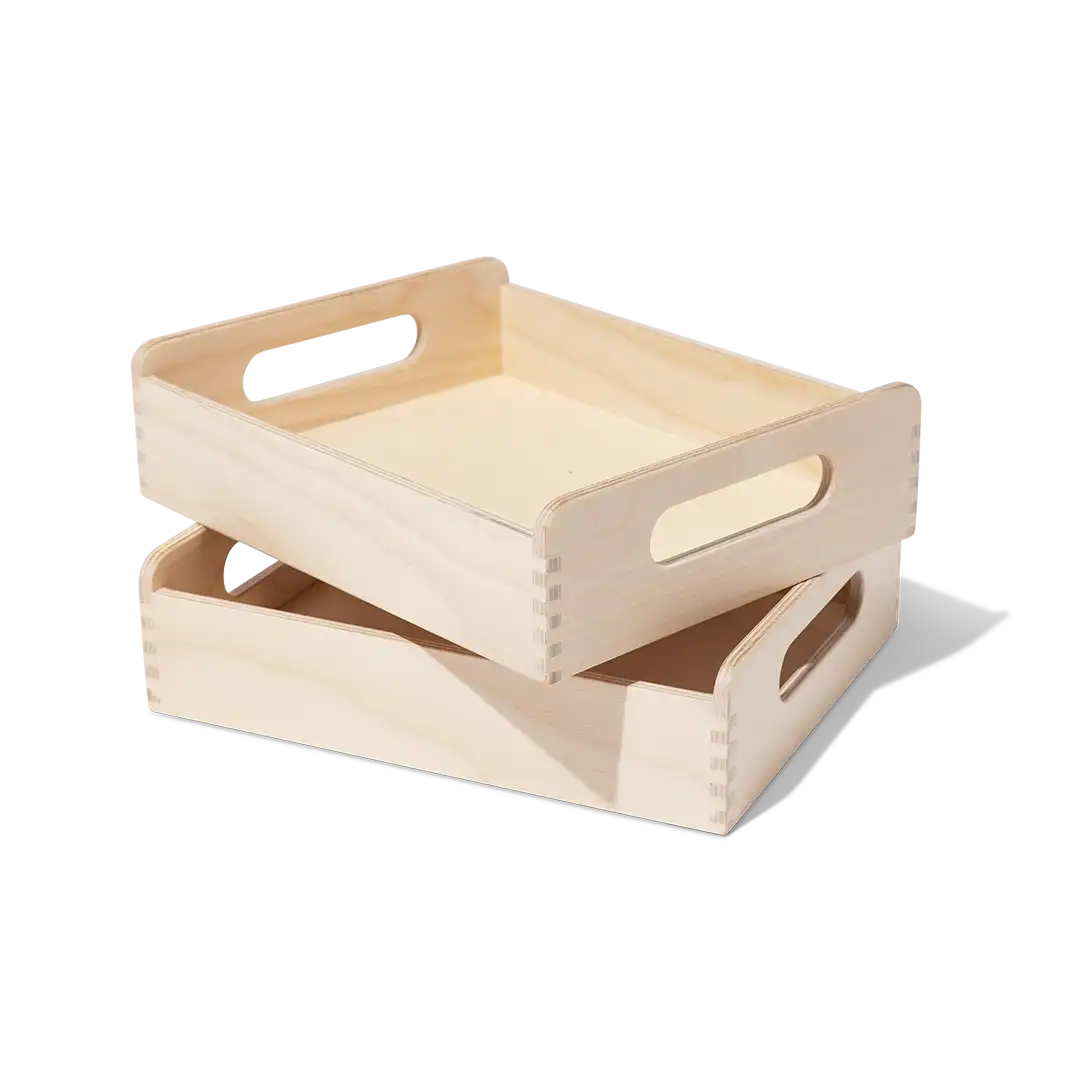Montessori Wooden Trays & Felt Baskets